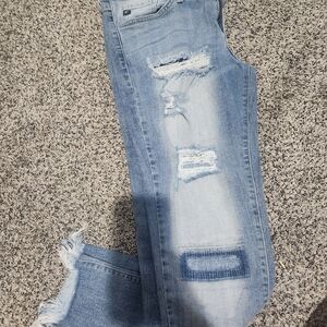 KanCan Light Blue Distressed Ankle Jeans